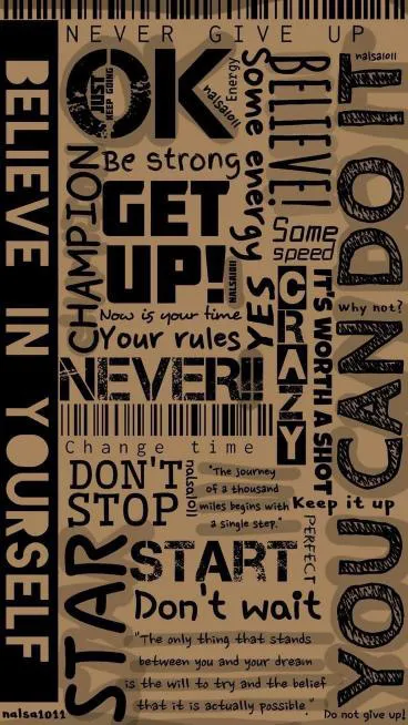 Motivational typography poster, bold mixed fonts, words like